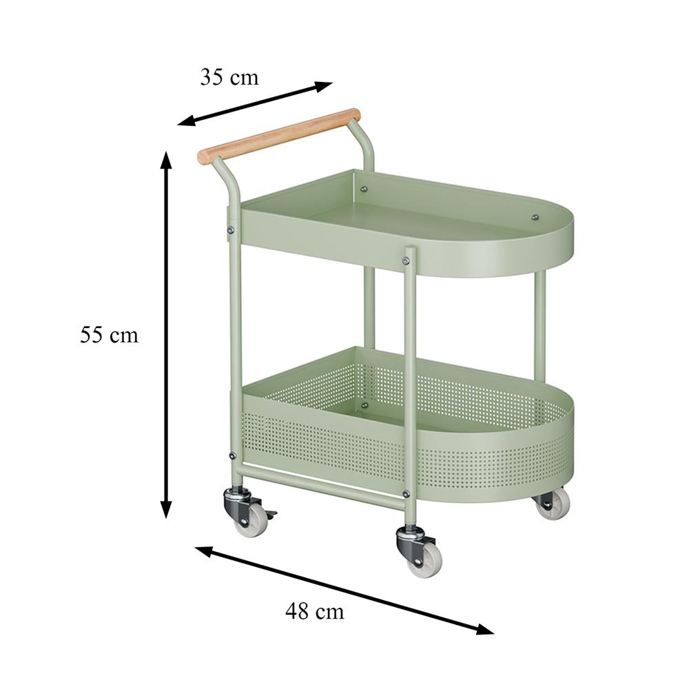 ชั้นวางของ 2 ชั้น มีล้อ STACKO DORU 48x35x55 ซม. สีเขียว