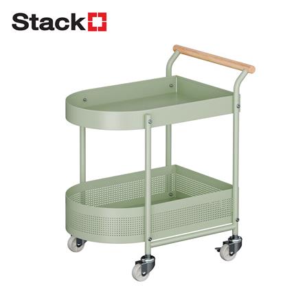 ชั้นวางของ 2 ชั้น มีล้อ STACKO DORU 48x35x55 ซม. สีเขียว_0