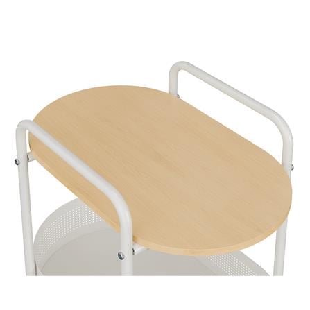 ชั้นวางของ 2 ชั้น พร้อม TOP ไม้ มีล้อ STACKO BOWA 49.5x32.6x54.5 ซม. สีขาว_1