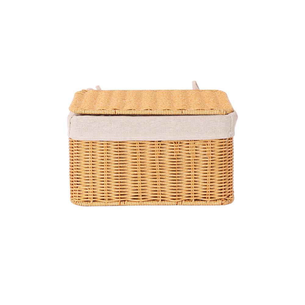 ตะกร้าผ้าเหลี่ยมเตี้ยมีฝา PLIM MODI SIZE S สีน้ำตาล