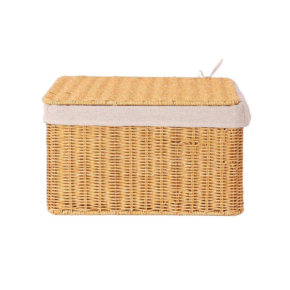 ตะกร้าผ้าเหลี่ยมเตี้ยมีฝา PLIM MODI SIZE L สีน้ำตาล