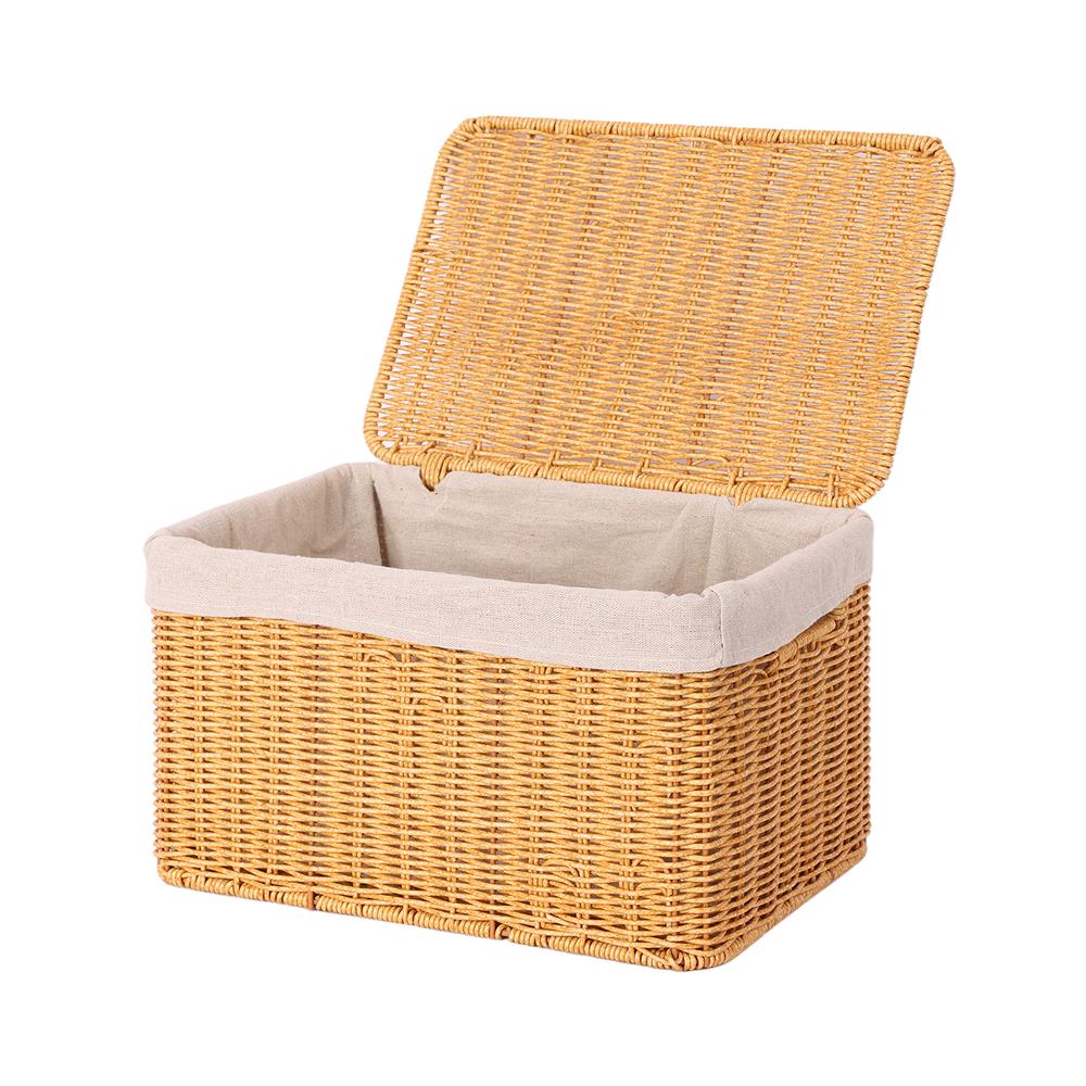 ตะกร้าผ้าเหลี่ยมเตี้ยมีฝา PLIM MODI SIZE L สีน้ำตาล