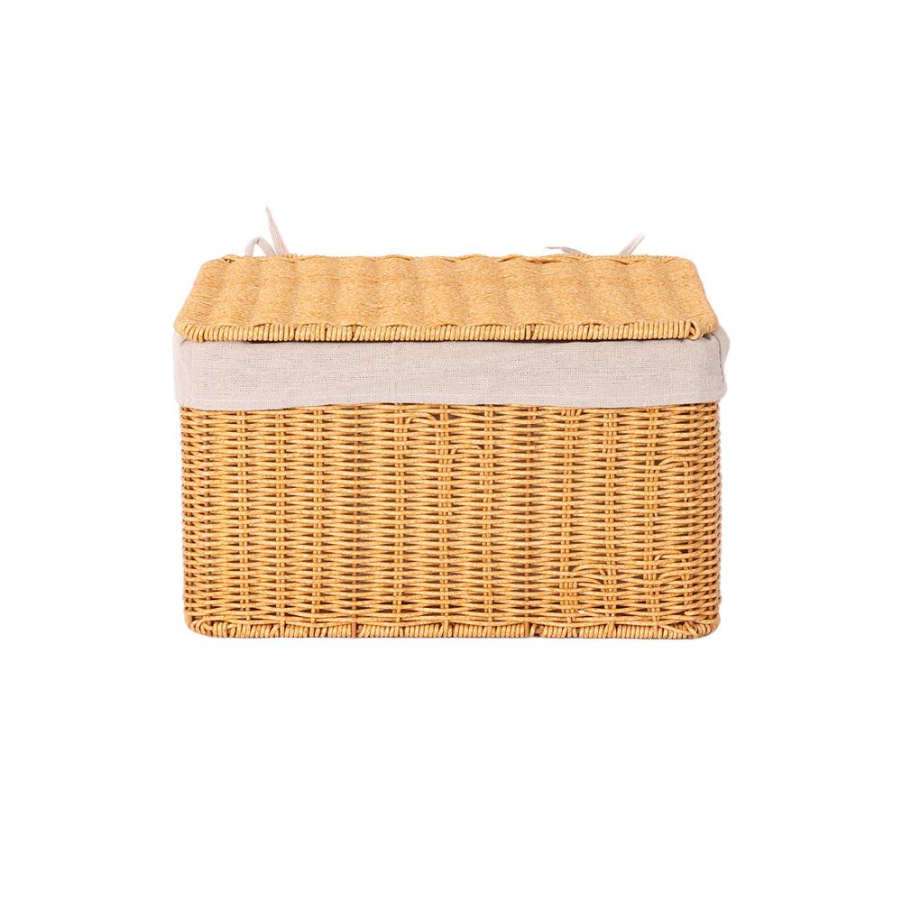 ตะกร้าผ้าเหลี่ยมเตี้ยมีฝา PLIM MODI SIZE M สีน้ำตาล