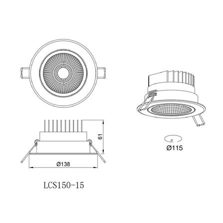 ดาวน์ไลท์ LED CARINI LCS0150-15 5 นิ้ว 15 วัตต์ COOL WHITE สีขาว_3
