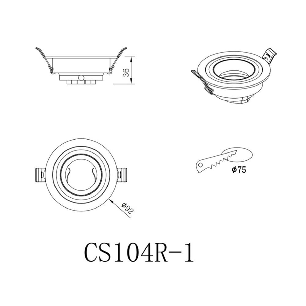 ดาวน์ไลท์ CARINI CS104R-1 3.6 นิ้ว สีขาว กลม