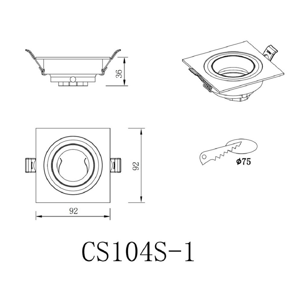 ดาวน์ไลท์ CARINI CS104S-1 3.6 นิ้ว สีขาว เหลี่ยม