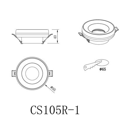 ดาวน์ไลท์ CARINI CS105R-1 3.7 นิ้ว สีดำ กลม_3