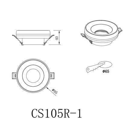 ดาวน์ไลท์ CARINI CS105R-1 3.7 นิ้ว สีดำ กลม_4
