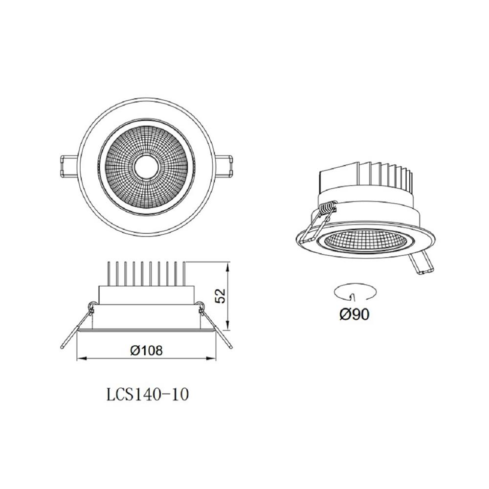 ดาวน์ไลท์ LED CARINI LCS0140-10 4 นิ้ว 10 วัตต์ COOL WHITE สีขาว