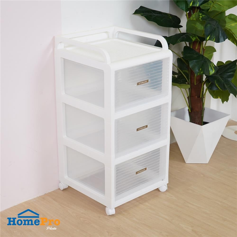 ชั้นลิ้นชัก 3 ชั้น STACKO AUGA 41x40x81.6 ซม. สีขาว