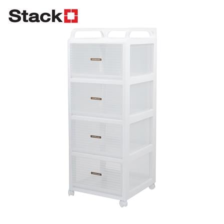 ชั้นลิ้นชัก 4 ชั้น STACKO AUGA 41x40x104.3 ซม. สีขาว_0