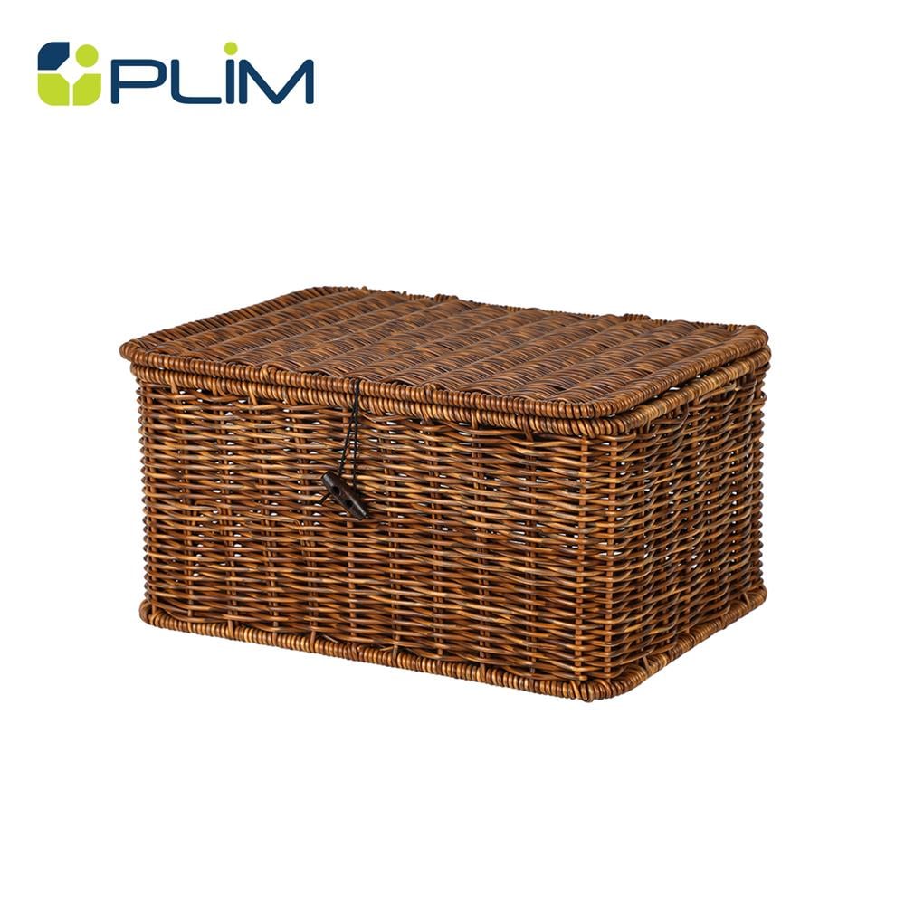 ตะกร้าผ้าเหลี่ยมมีฝา PLIM SAAN SIZE S สีน้ำตาล_0