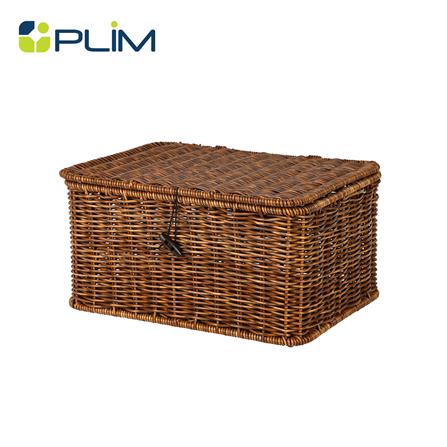 ตะกร้าผ้าเหลี่ยมมีฝา PLIM SAAN SIZE S สีน้ำตาล_1