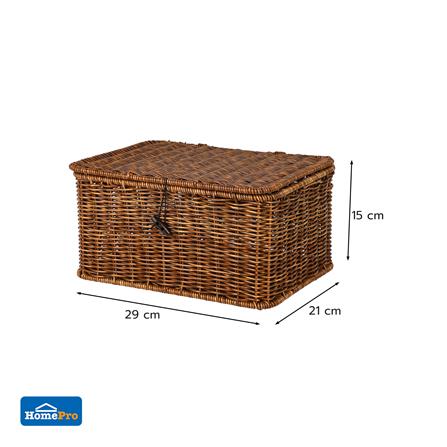 ตะกร้าผ้าเหลี่ยมมีฝา PLIM SAAN SIZE S สีน้ำตาล_6