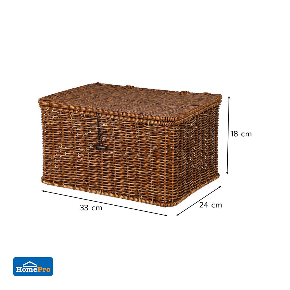 ตะกร้าผ้าเหลี่ยมมีฝา PLIM SAAN SIZE M สีน้ำตาล
