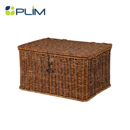 ตะกร้าผ้าเหลี่ยมมีฝา PLIM SAAN SIZE M สีน้ำตาล_0