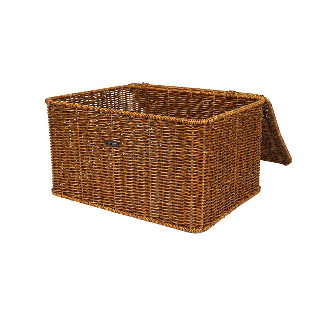 ตะกร้าผ้าเหลี่ยมมีฝา PLIM SAAN SIZE L สีน้ำตาล