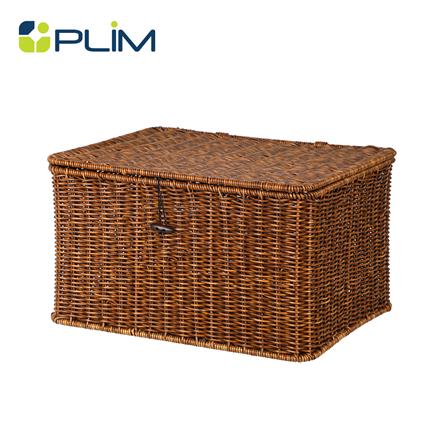 ตะกร้าผ้าเหลี่ยมมีฝา PLIM SAAN SIZE L สีน้ำตาล_1