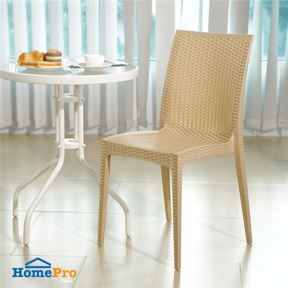 เก้าอี้พลาสติก SPRING RATTAN ลายหวาย สีเบจ