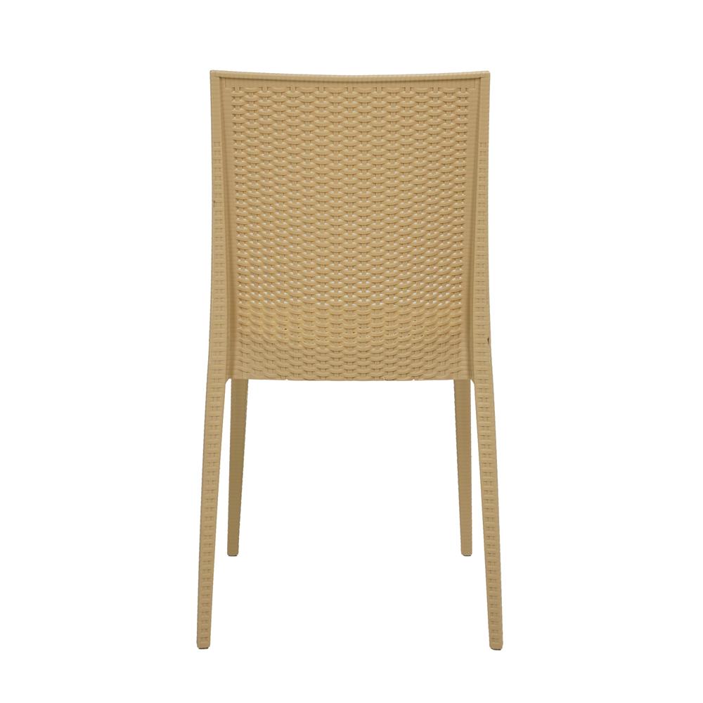 เก้าอี้พลาสติก SPRING RATTAN ลายหวาย สีเบจ