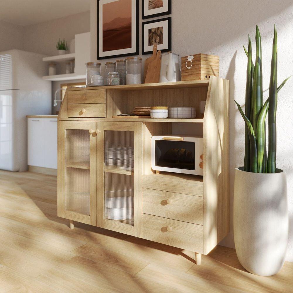 ตู้เตี้ยบานผสม SB FURNITURE MIZU 19215939 120 ซม. สีไม้อ่อน