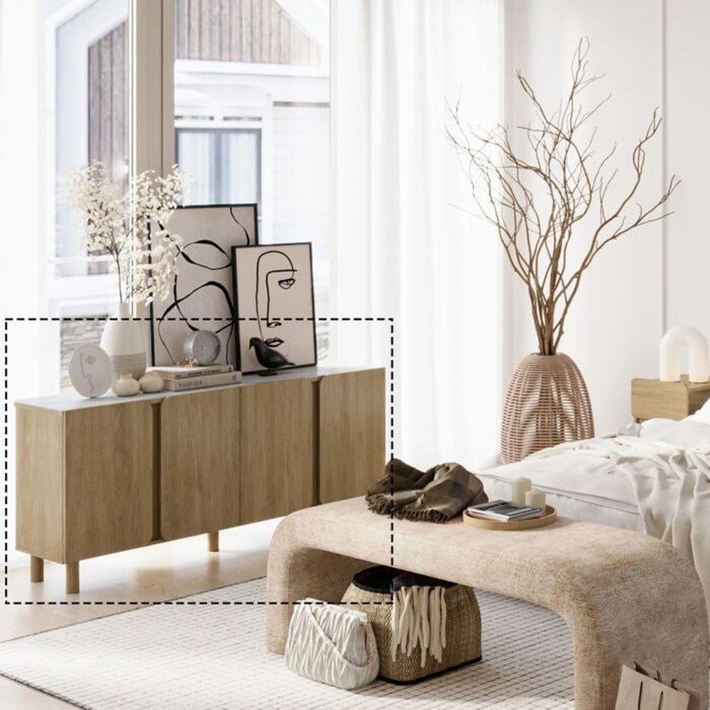 ตู้เตี้ยบานเปิด SB FURNITURE SKIFT 19240774 160 ซม. สีไม้อ่อน