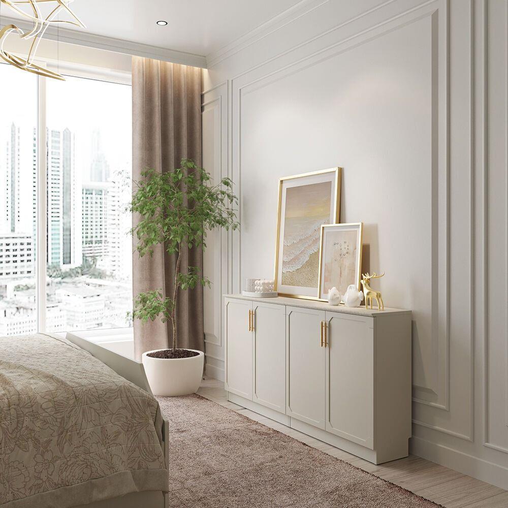 ตู้เตี้ยบานเปิด SB FURNITURE QUINN 19240064 80 ซม. สีเทา