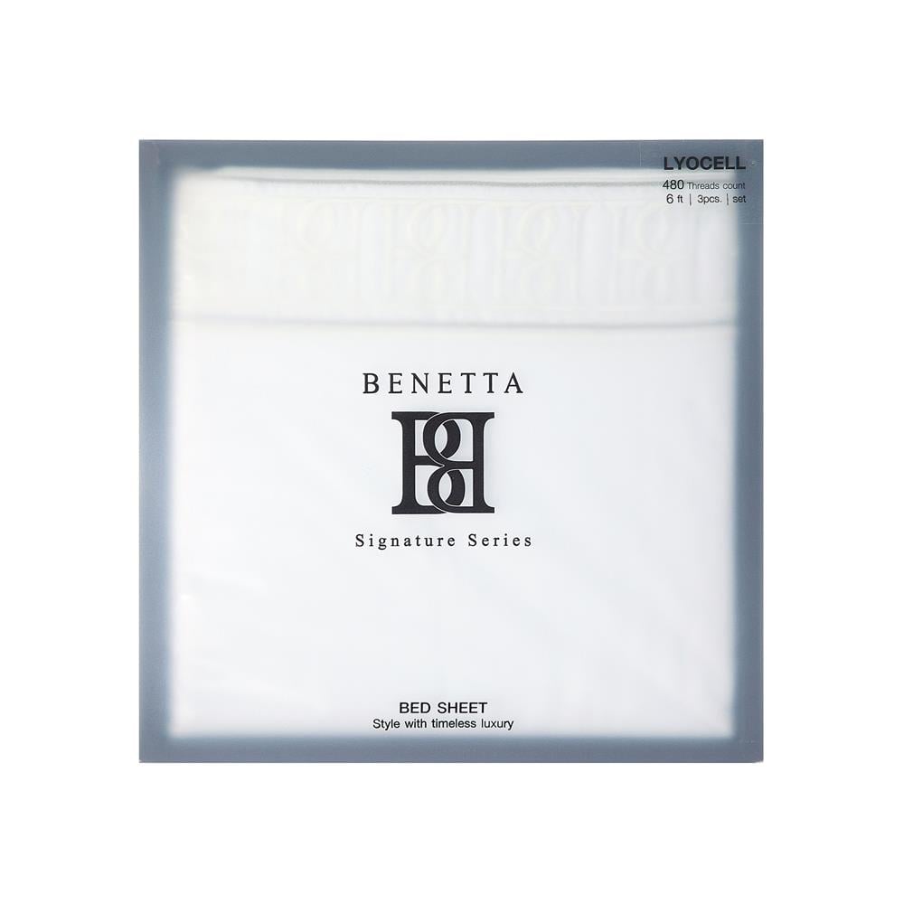 ชุดผ้าปูที่นอน 6 ฟุต (ชุด 3 ชิ้น) BENETTA CLASSIC สี WHITE