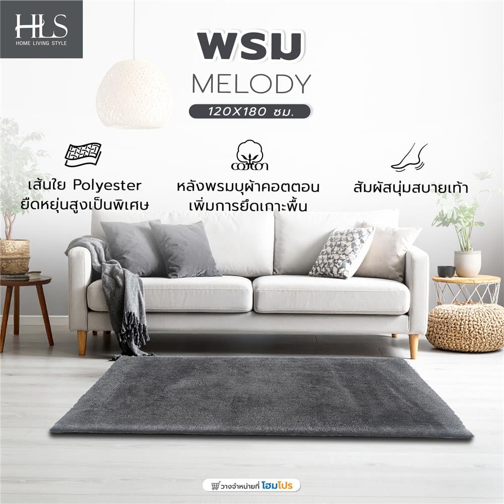 พรม HOME LIVING STYLE MELODY 120X180 ซม. สีเทาเข้ม