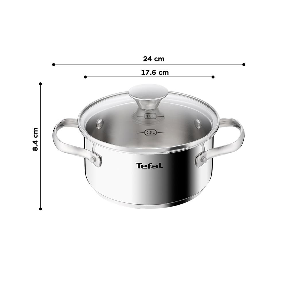 หม้อต้มพร้อมฝาแก้ว 16 ซม. TEFAL MINIS INOX-STAINLESS STEEL IH