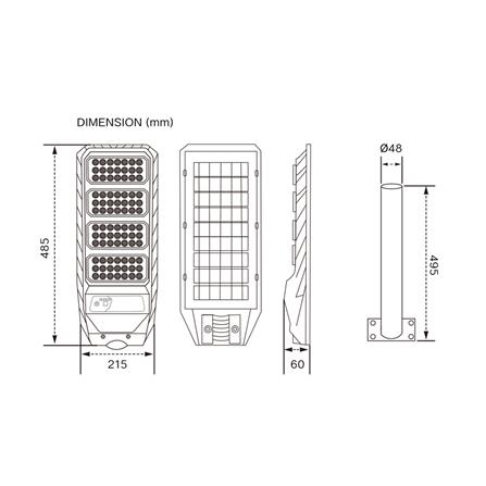 ไฟถนน SOLAR SHINING URANUS 350 วัตต์ DAYLIGHT สีดำ_10