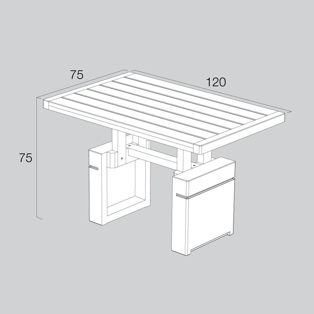 โต๊ะสนาม BUA DESIGN BUASTONE 6.0 120 ซม. สีธรรมชาติ