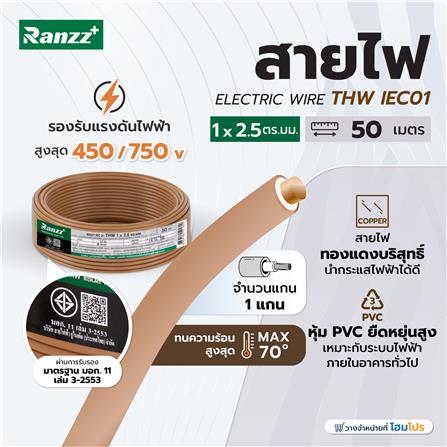 สายไฟ THW IEC01 RANZZ 1x2.5 ตร.มม. 50 ม. สีน้ำตาล_4