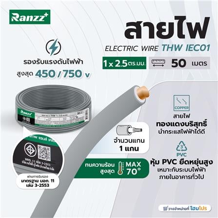 สายไฟ THW IEC01 RANZZ 1x2.5 ตร.มม. 50 ม. สีเทา_4