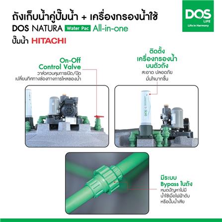 ถังเก็บน้ำ DOS WATER PAC NSN 700 ลิตร+ปั๊ม HITACHI WMPV750XX2 750 วัตต์+เครื่องกรองน้ำใช้ DUPONT สีเทา_9
