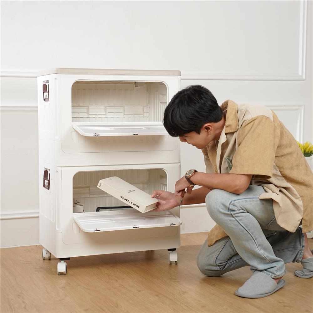 กล่องเก็บของพับได้ 2 ชั้น STACKO FURU 60x41x94 ซม. สีขาว