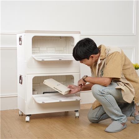 กล่องเก็บของพับได้ 2 ชั้น STACKO FURU 60x41x94 ซม. สีขาว_4