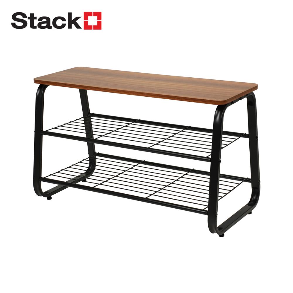 ชั้นวางรองเท้า 2 ชั้น พร้อม TOP ไม้ STACKO URBAN 80x38x48.5 ซม. สีดำ