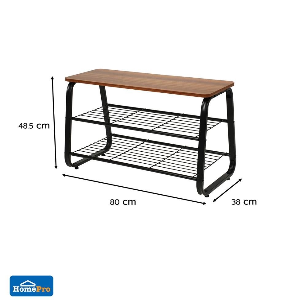 ชั้นวางรองเท้า 2 ชั้น พร้อม TOP ไม้ STACKO URBAN 80x38x48.5 ซม. สีดำ