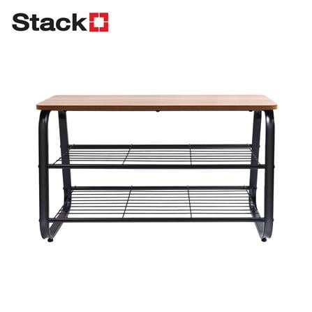 ชั้นวางรองเท้า 2 ชั้น พร้อม TOP ไม้ STACKO URBAN 80x38x48.5 ซม. สีดำ_0