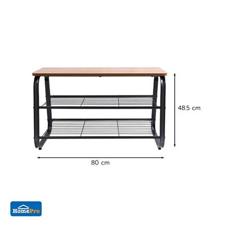 ชั้นวางรองเท้า 2 ชั้น พร้อม TOP ไม้ STACKO URBAN 80x38x48.5 ซม. สีดำ_3