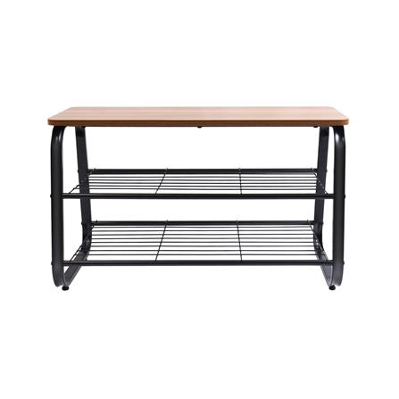 ชั้นวางรองเท้า 2 ชั้น พร้อม TOP ไม้ STACKO URBAN 80x38x48.5 ซม. สีดำ_1