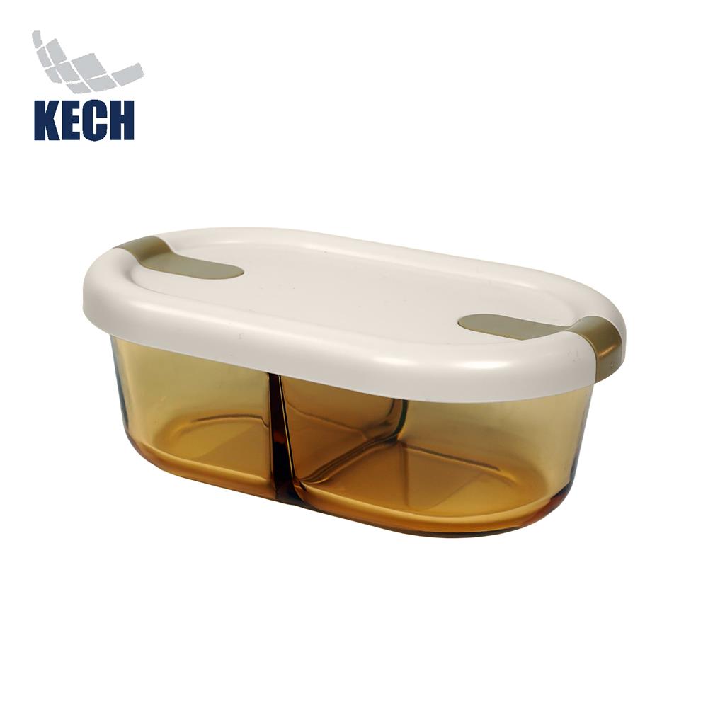 กล่องอาหารแก้ว KECH HOPE 2SLOT 0.7 ลิตร สีขาว