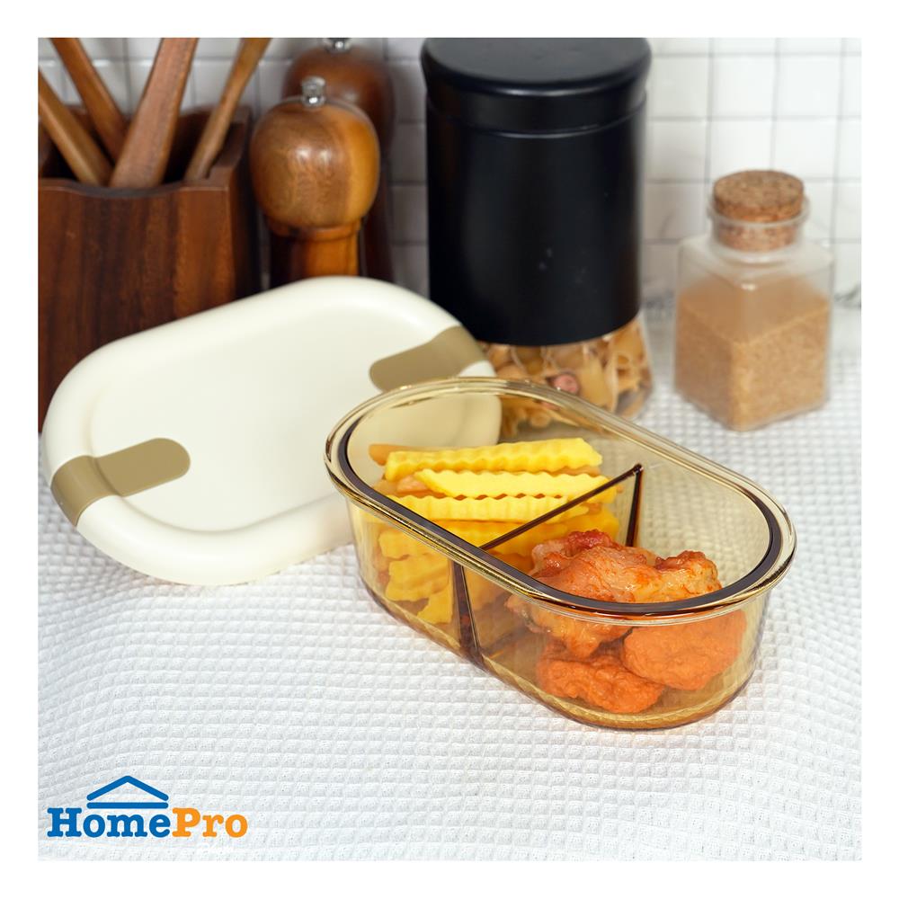 กล่องอาหารแก้ว KECH HOPE 2SLOT 0.7 ลิตร สีขาว