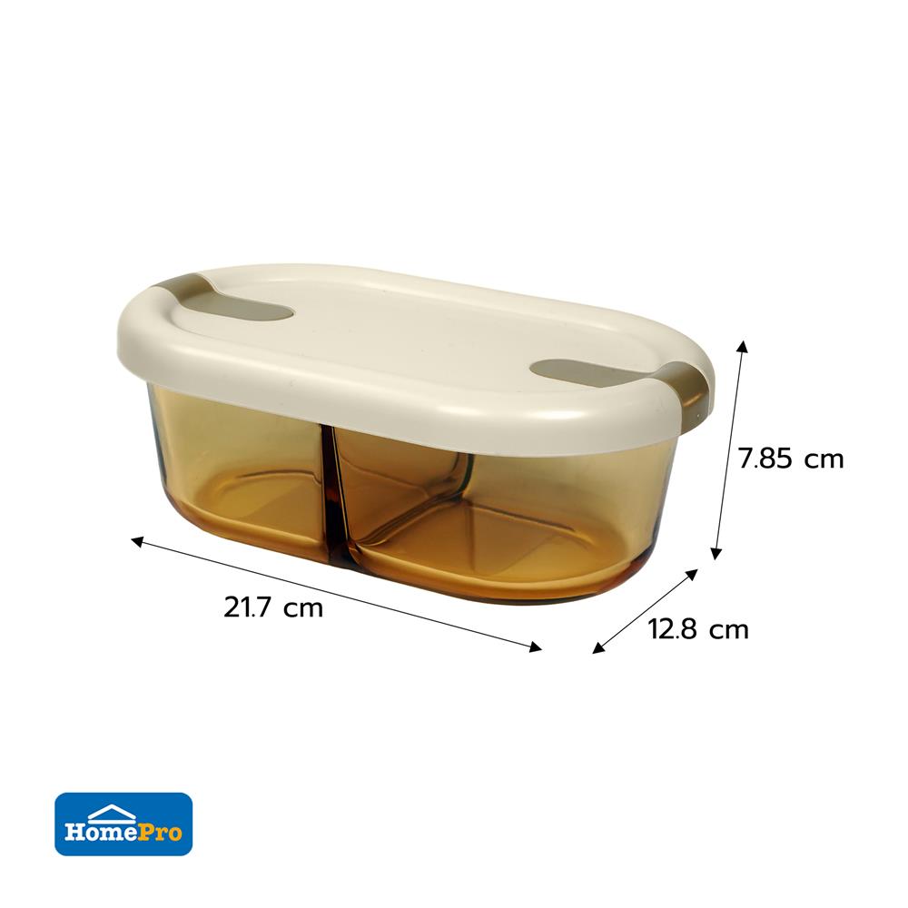 กล่องอาหารแก้ว KECH HOPE 2SLOT 0.7 ลิตร สีขาว