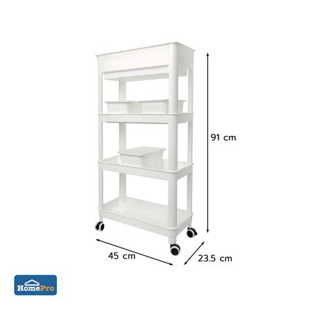 ชั้นพลาสติก 4 ชั้นพร้อมล้อ STACKO GENIE 45x23.5x91 ซม. สีขาว_4