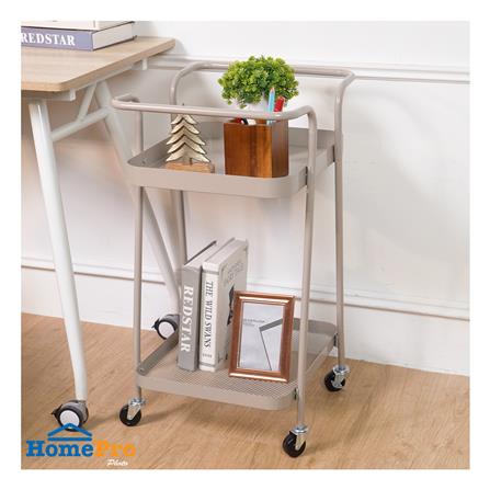 ชั้นวางของ 2 ชั้น มีล้อ STACKO LAMI 40x45x75 ซม. สีวอร์มเกรย์_4