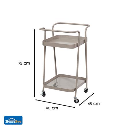 ชั้นวางของ 2 ชั้น มีล้อ STACKO LAMI 40x45x75 ซม. สีวอร์มเกรย์_6