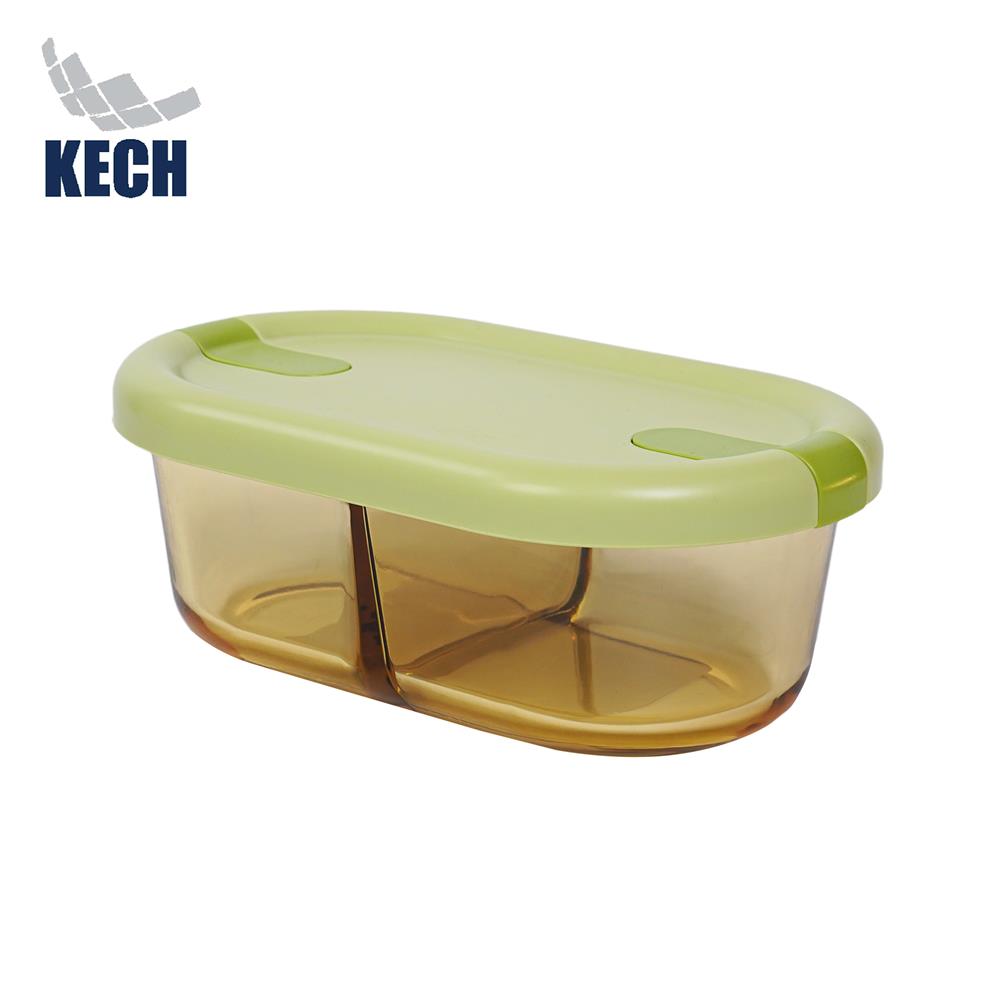 กล่องอาหารแก้ว KECH HOPE 2SLOT 0.7 ลิตร สีเขียว