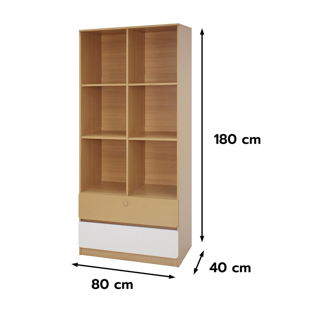 ชั้นวางของผสม 6 ช่อง 2 ลิ้นชัก FURDINI AOMI 80 ซม. สี NATURAL OAK/ขาว
